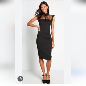 Modcloth Black Sheath Midi Dress with Mock Neck